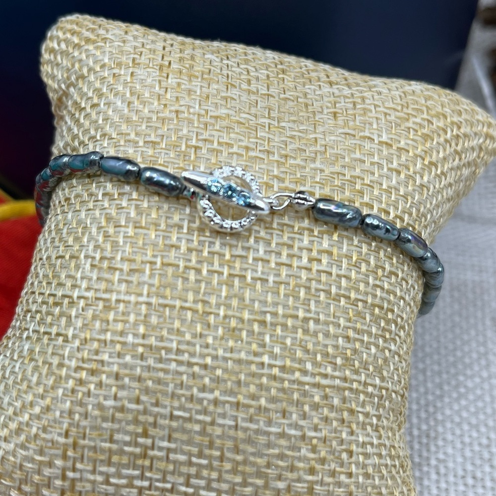 Vintage Hematite and Rhinestone Accented Bracelet – 8” - Picture 11 of 16